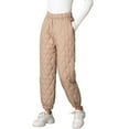 thumbnail image 2 of Women Winter Pants - Elastic High Waist Quilted Pants Diamond-shaped Texture Design Thickened Warm Sweatpants, 2 of 8