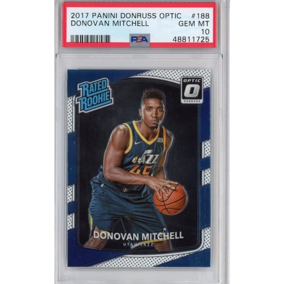 Graded 2017-18 Panini Donruss Optic Donovan Mitchell #188 Rookie RC Basketball Card PSA 10 Gem Mint