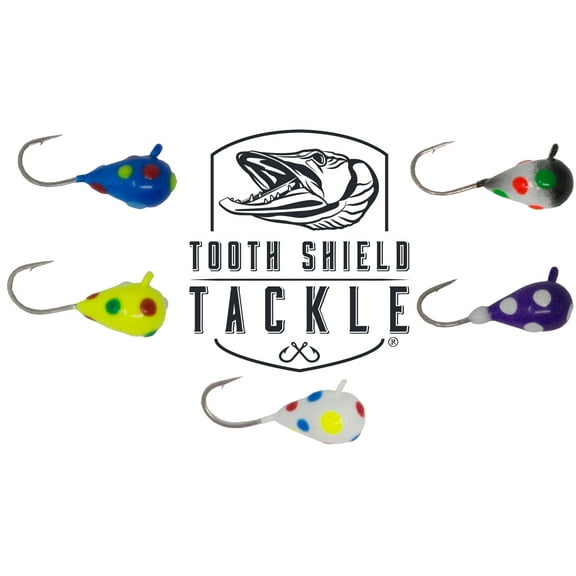 Tooth Shield Tackle UV Glow Tungsten Ice Fishing Jigs 5-Pack Crappie Perch Bluegill Walleye 5mm (Wonderbread Assortment) Premium Ice Jigs