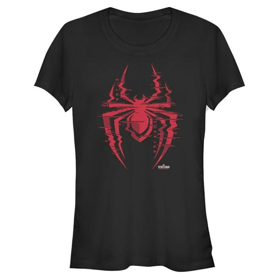 Junior's Marvel Spider-Man: Miles Morales Glitch Logo Graphic Tee Black Medium