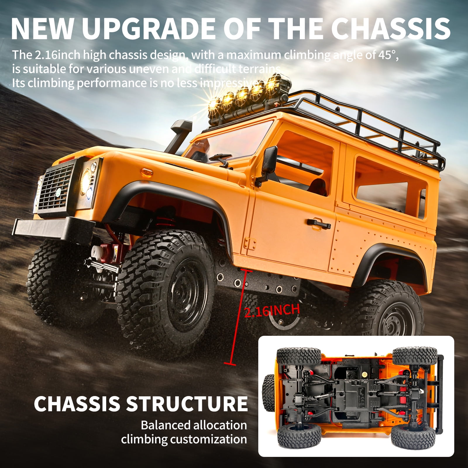 Anmyjuly 1/12 Scale Land Rover RC Rock Crawler - 4x4 RTR Off-Road Truck w/ Upgraded Chassis, 280 Motor & Proportional Control (2025 Hobby Grade Adult Toy)