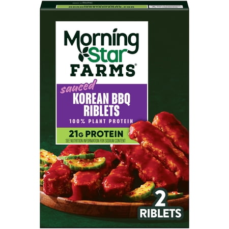 MorningStar Farms Korean BBQ Plant Based Sauced Riblets, Vegan Meat, 10 oz, 2 Count Box