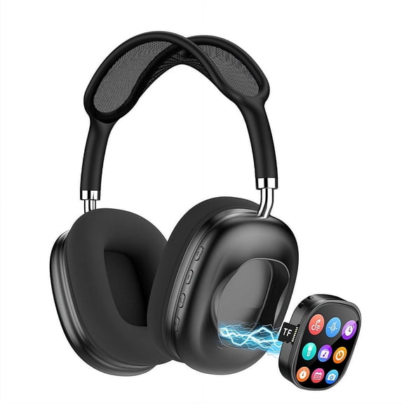 2-in-1 Bluetooth Headphones & Portable Speaker, Over-Ear Wireless Headset with Full-Color Touch Screen, Support TF Card Play, Built-in Clock & Flashlight, Comfort Fit for Home Travel