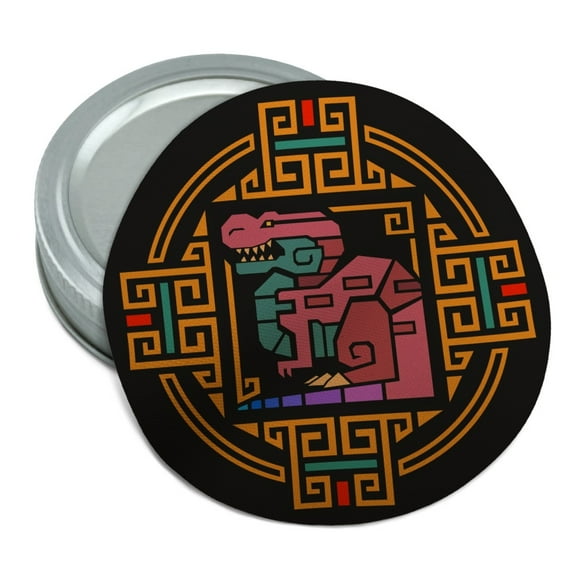 Geometric Tyrannosaurus Rex Dinosaur Aztec Mayan Style Round Rubber Non-Slip Jar Gripper Lid Opener