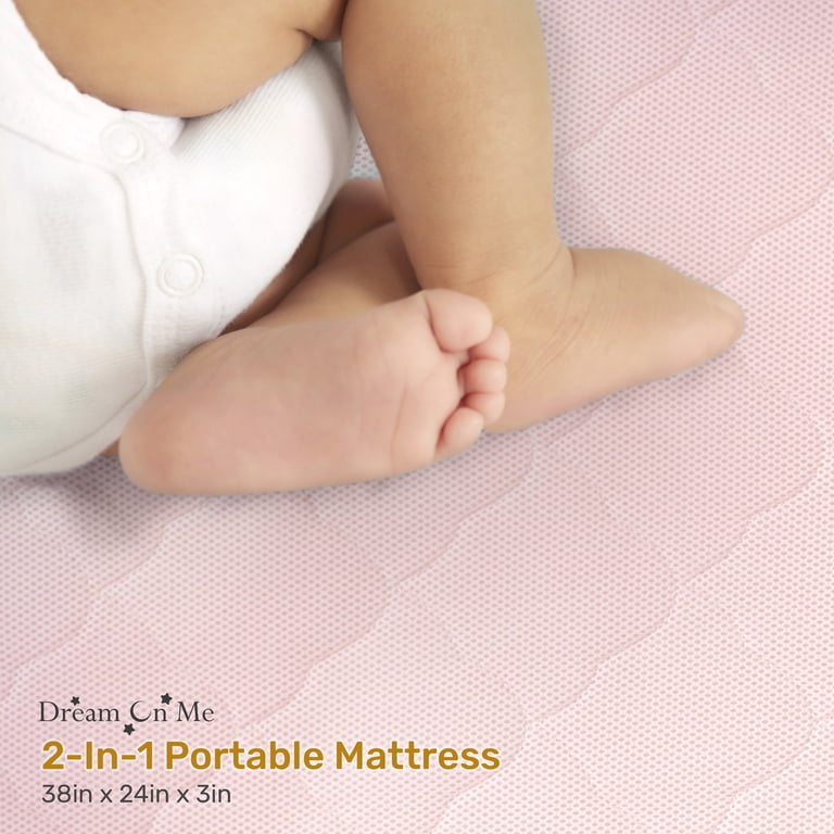 Evolur Rest EZ 2 in 1 Mini Crib Mattress, Pink photo 7