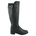 thumbnail image 2 of Encina-S Black Soda Women Buckled Flat Riding Boots Side Zipper Knee High Elastic Calf 5.5, 2 of 4
