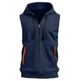 thumbnail image 5 of Men's Sleeveless Zip Up Hoodie Workout Muscle Tank Top Quick Dry Hooded Tops with Pockets Full Zipper Bodybuilding Vest Summer Lightweight Athletic Activewear Training, 5 of 5