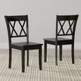 thumbnail image 3 of 5-PC - 42" Round Double Drop-Leaf Dining Table + Double X-Back Dining Chairs Dining Set in Black, 3 of 10