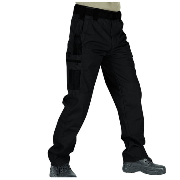 Pejock Men's Casual Cargo Pants with Multiple Pockets, Zipper Closure, Straight Leg for Outdoor Wear - Breathable Fabric, Elastic Waist, and Comfortable Fit