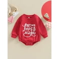 thumbnail image 2 of Seyurigaoka Toddler Baby Valentine's Day Jumpsuit Cartoon Letter Heart Print Long Sleeve Round Neck Romper Tops for Boys Girls, 2 of 9