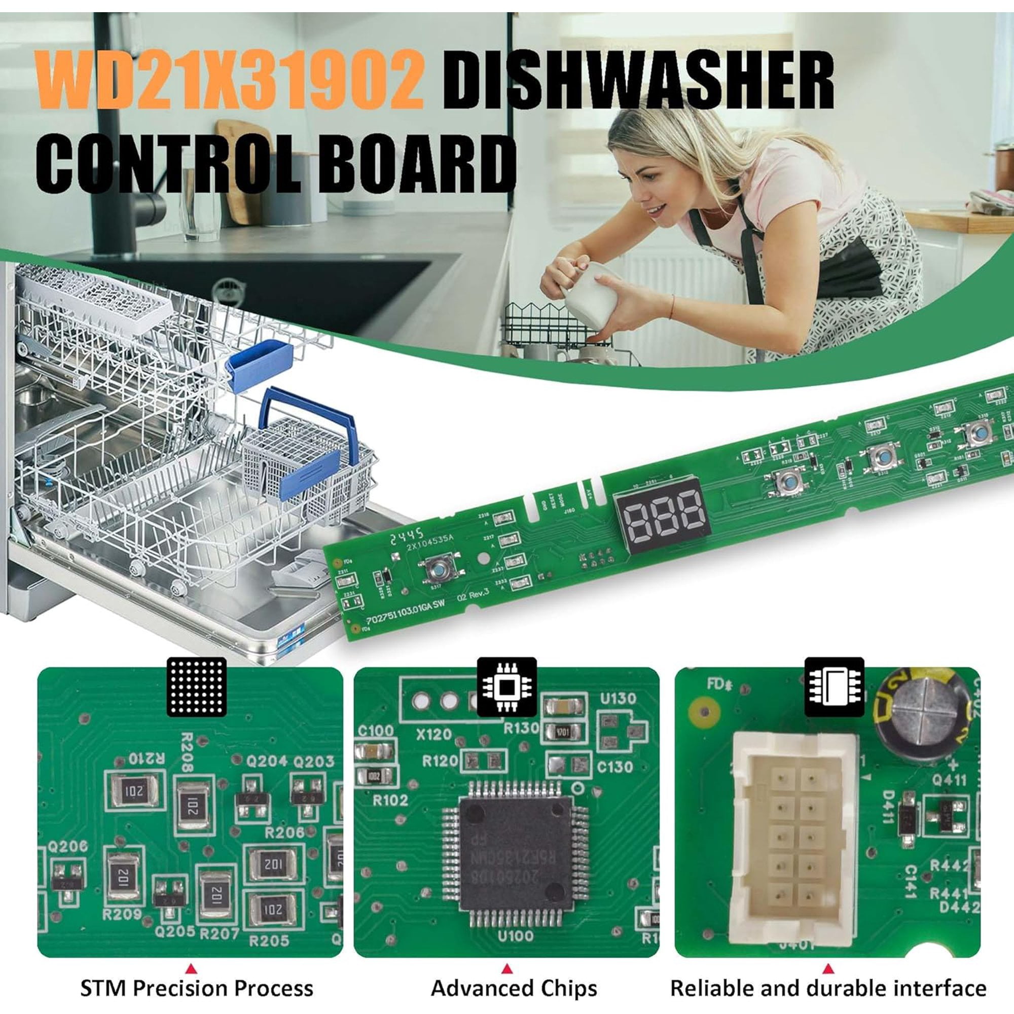 WD21X31902 WD21X31902C WD21X23462 Dishwasher Control Board Compatible with GE Dishwasher, Dishwasher Replacement Parts WD21X26179,WD21X32000