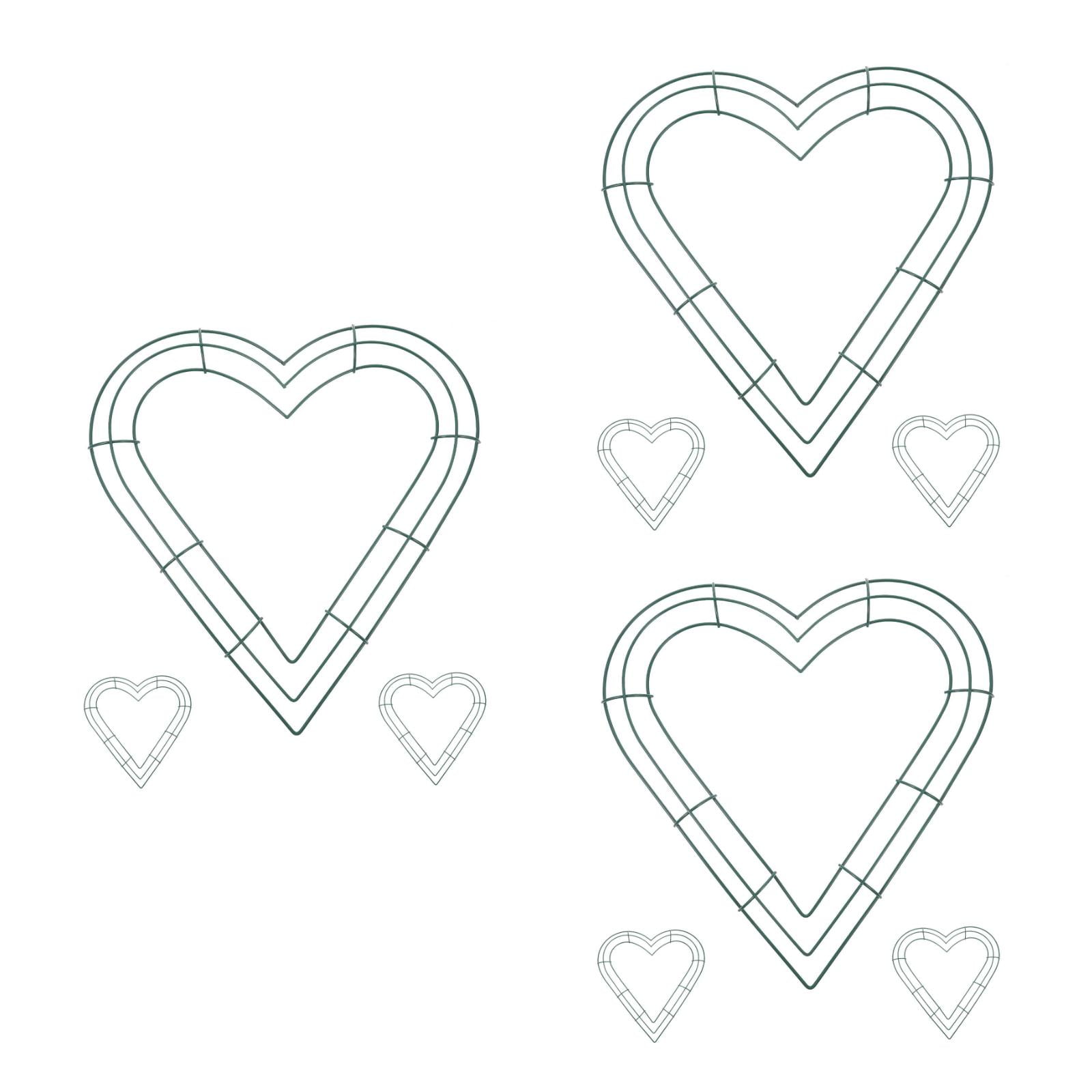 3 Pieces Heart Wreath Forms Valentines Floral Wire Making Rings