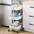 thumbnail image 2 of Zimtown 3 Tier Rolling Cart Metal Utility Cart Art Cart Storage Cart Black/Turquoise/White, 2 of 6