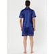 thumbnail image 4 of Ropa de dormir para hombres Top y pantalones de manga corta Ropa de dormir de verano Conjuntos de pijama de satén Azul S, 4 of 4