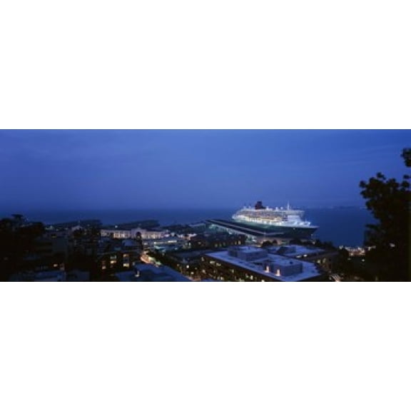 High angle view of a cruise ship at a harbor RMS Queen Mary 2 San Francisco California USA Canvas Art - Panoramic Images (30 x 12)
