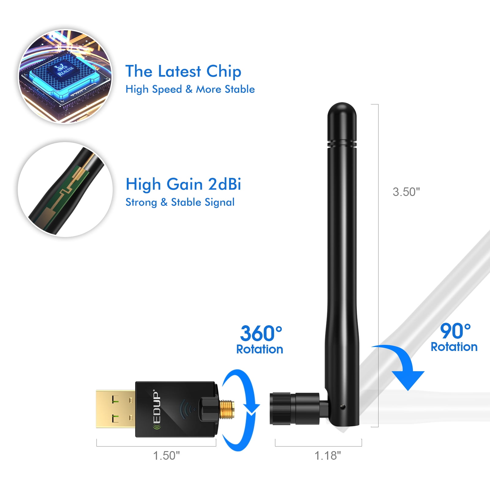 1 Adaptador USB WiFi para PC, Dongle Wi-Fi de banda dual 2.4G/5.8Ghz con  antena – Suncoast Golf Center & Academy