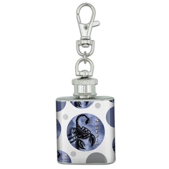 Scorpio Zodiac Stainless Steel 1oz Mini Flask Key Chain