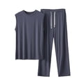 thumbnail image 5 of Yaoyar Mens Sets 2 Piece Modal Suit Outfits Crew Neck Sleeveless Solid Tank Top and Drawstring Waist Shorts Set Workout Tracksuit, 5 of 5