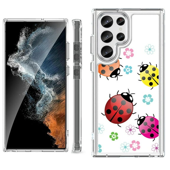 Shockproof Bumper Phone Case for Samsung Galaxy S23 Ultra 5G, by OneToughShield ® - Ladybug