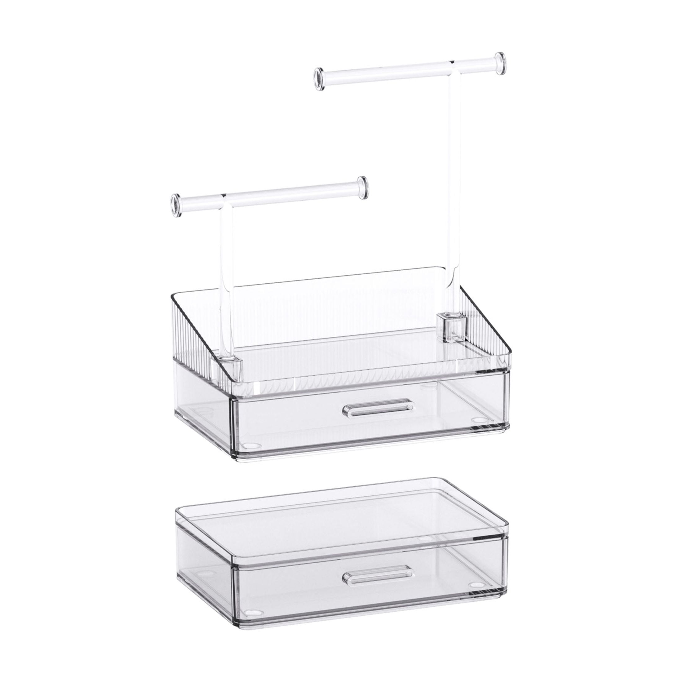 Premium Tiered Necklace and Jewelry Organizer with Built-In Drawer for Tangle-Free Storage