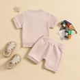 thumbnail image 5 of kpoplk Toddler Baby Boy Clothes Summer Animal Embroidery Smocked Short Sleeve T-Shirt + Gingham Shorts Set 1T 2T 3T 4T(Beige,12-18 M), 5 of 7