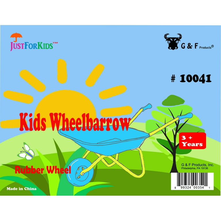 G & F Products JustForKids Wheelbarrow, Real Metal Garden