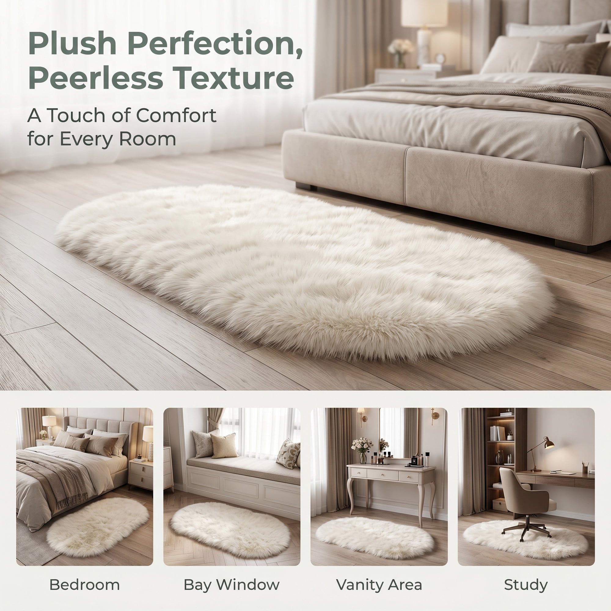 Unique Bargains Shaggy Area Rug Ultra Fluffy Non-Slip Fuzzy Carpet 32" x 20" White Black