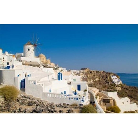 Danita Delimont PDDEU12BBA0241B Mountain Cliffs Oia Santorini Greece Poster Print by Bill Bachmann, 17 x 11