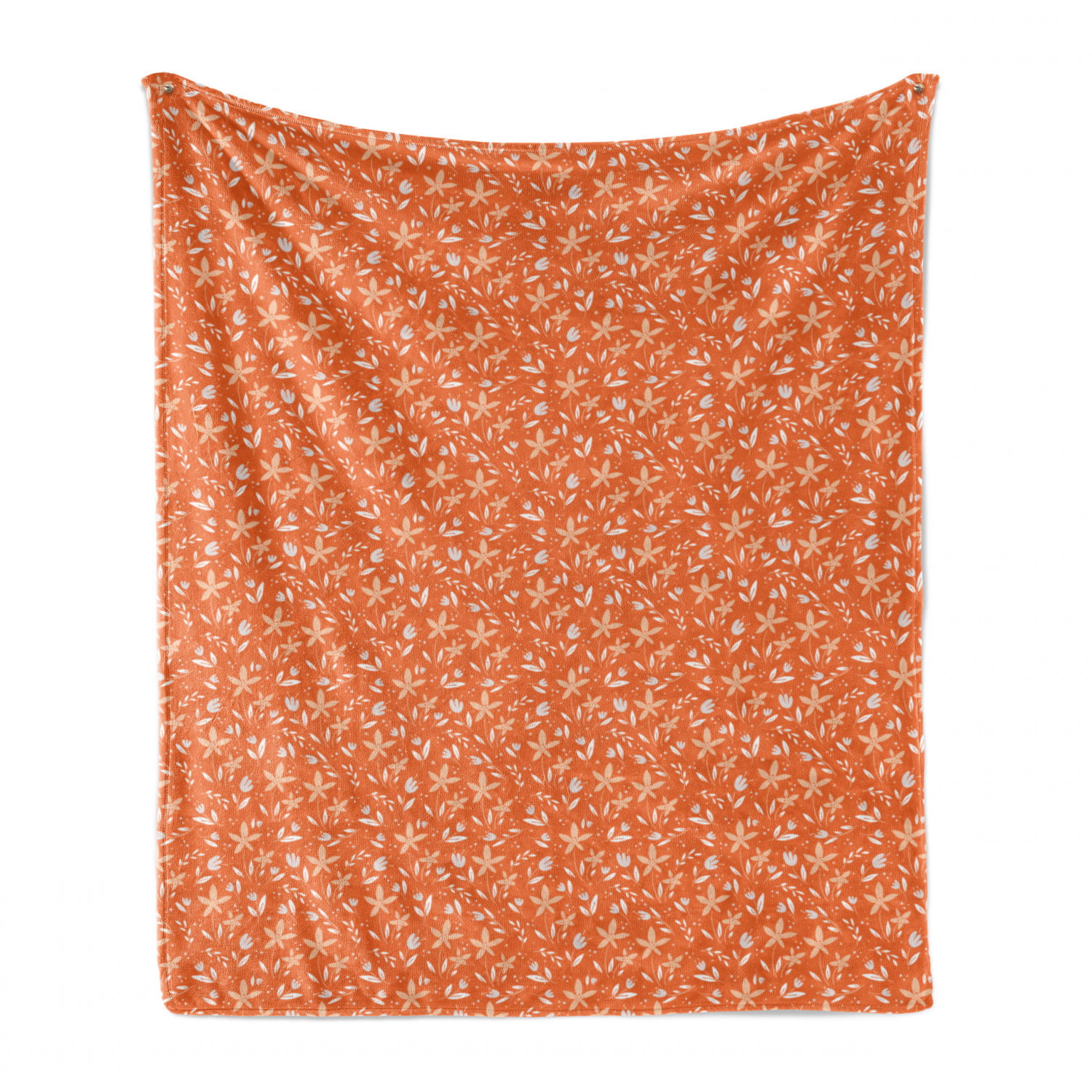 Ambesonne Floral Soft Flannel Fleece Throw Blanket Champagne Orange Silhouettes of Nature Elements and Dots on Warm Colored Background 50 x 70 Cozy Plush for Indoor and Outdoor Use