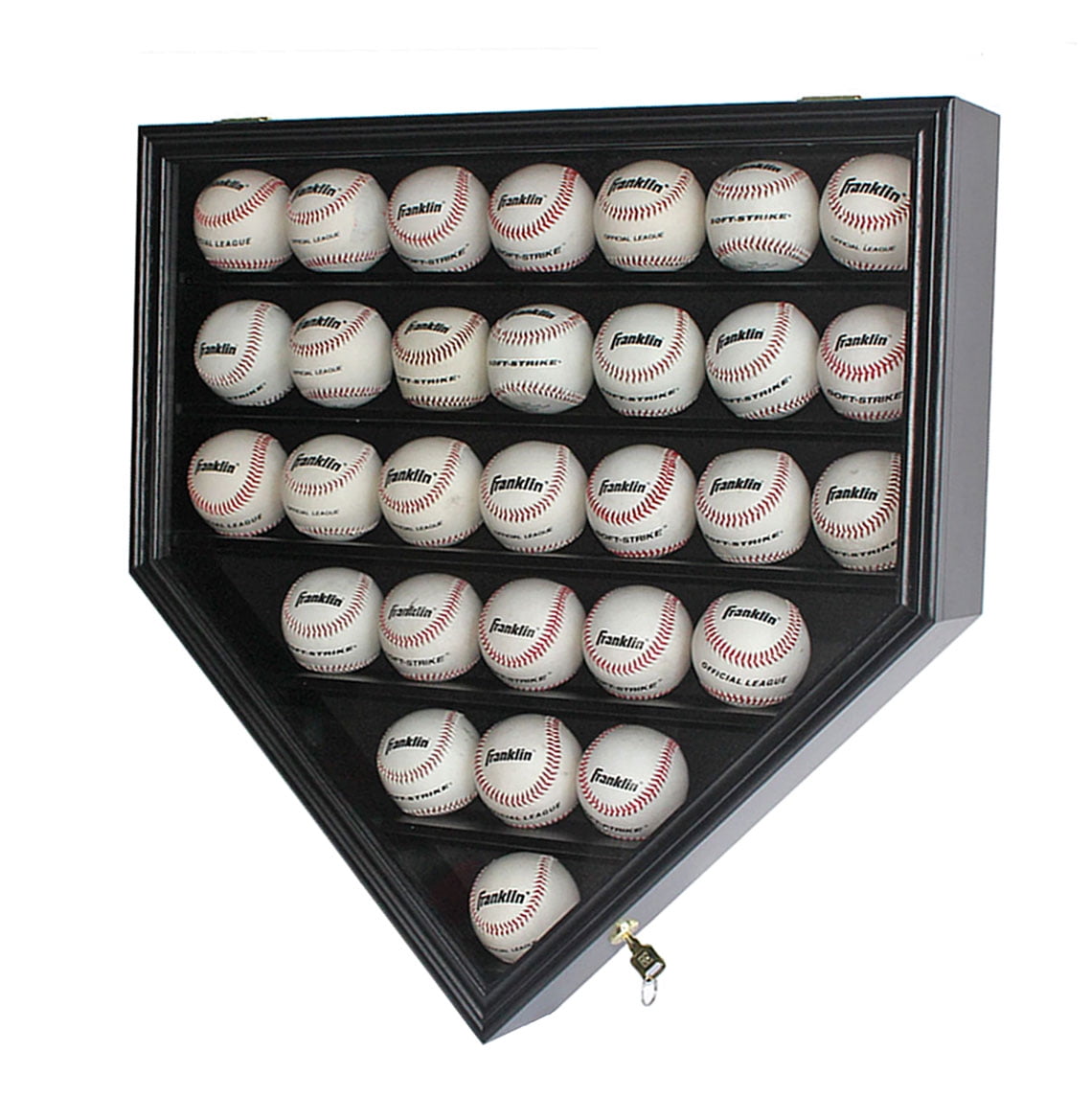 30 Baseball Display Case Holder Rack Wooden Frame w/ UV