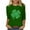 Green0, variant on Womens 3/4 Sleeve St. Patrick's Day Tops Shamrock Graphic Print Crewneck Pullover Shirts Spring Summer Clothes