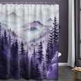thumbnail image 4 of Mountain Shower Curtain Forest Purple White Nature Shower Curtains for Bathroom Decor Rustic Woodland Bath Curtain Liner Pine Tree Cool Bath Curtain Set with Hooks, 4 of 5