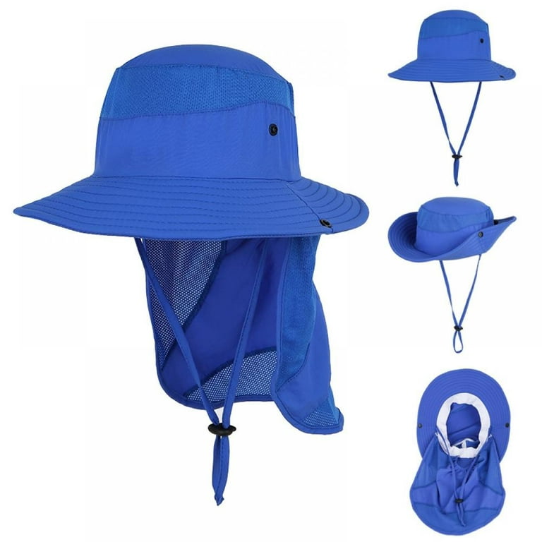 Outdoor Kids Sun Hat Wide Brim Fishing Hat with Neck Flap,Boys Girls Infant  Toddler Bucket Hat Cute UV Protection Cap