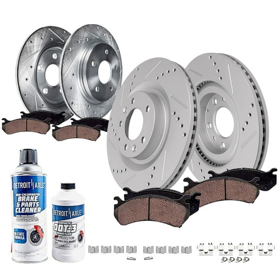 Detroit Axle - Front Rear Drilled Brake Rotors Ceramic Pads for 2019-2024 Mazda CX-5: 12.60" Front and 11.93" Rear Rotor