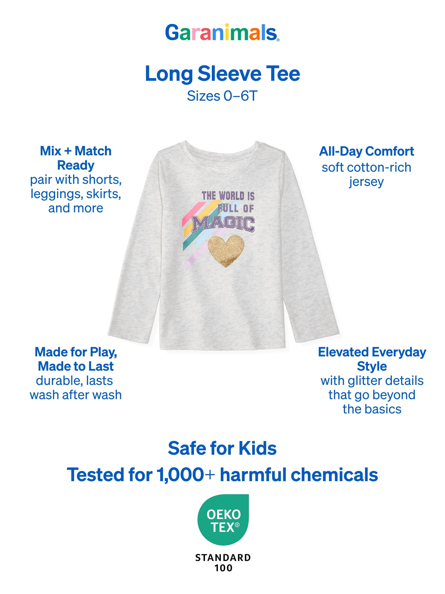 Garanimals Baby & Toddler Girl Long Sleeve Shirts, Single & 3-Pack, Sizes 0-6T