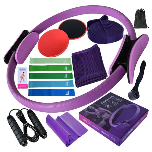 15 Pieces Pilates Kit, Pilates Kit for Home Workouts, Pilates Essential Kit, Pilates Starter Kit for Advanced & Beginners Users, Yoga/Buttocks/Stretching/Improve Body