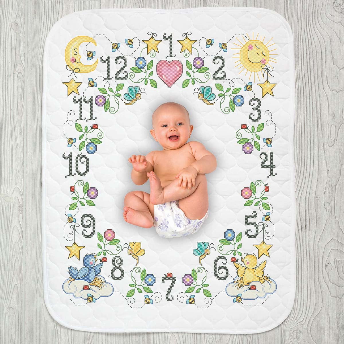 Herrschners® PreQuilted Grow With Me Baby Quilt Kit Stamped Cross