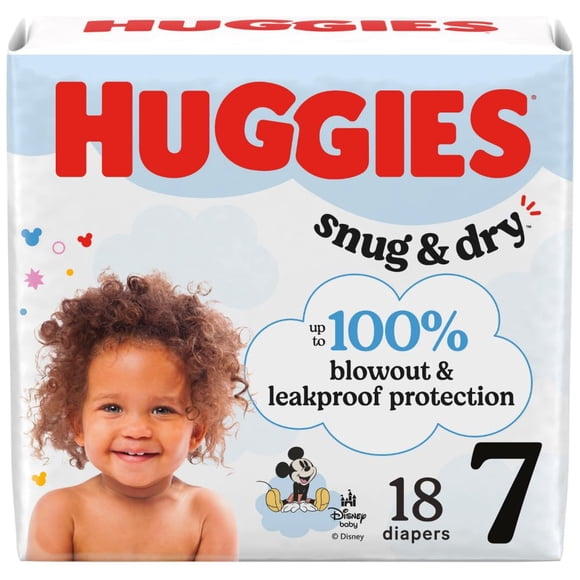 Pañales HUGGIES Snug & Dry Talla 7 Más de 18,5 kg Paquete de 18