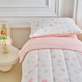 thumbnail image 4 of Juego de ropa de cama para niños pequeños Joyreap con estampado de mariposas rosa y morado, 4 of 6