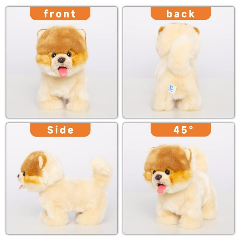 Electronic Walking Pomeranian Stuffed Dog Toy, Realistic Interactive Puppy  Robot Pet Dog, Walking, Barking,Wagging Tail & Talking,Present Pet Gifts