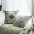 thumbnail image 3 of 16" Throw Pillow Cover with Southwest Tribal Pattern and Corner Tassels, Grey & White, 3 of 7