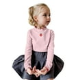 thumbnail image 3 of Karoyedx Girls Long Sleeve Ruffle T-Shirts, Basic Crewneck Everyday Tops, Soft Print Tee for Kids Pink Size,3-4 Years, 3 of 5