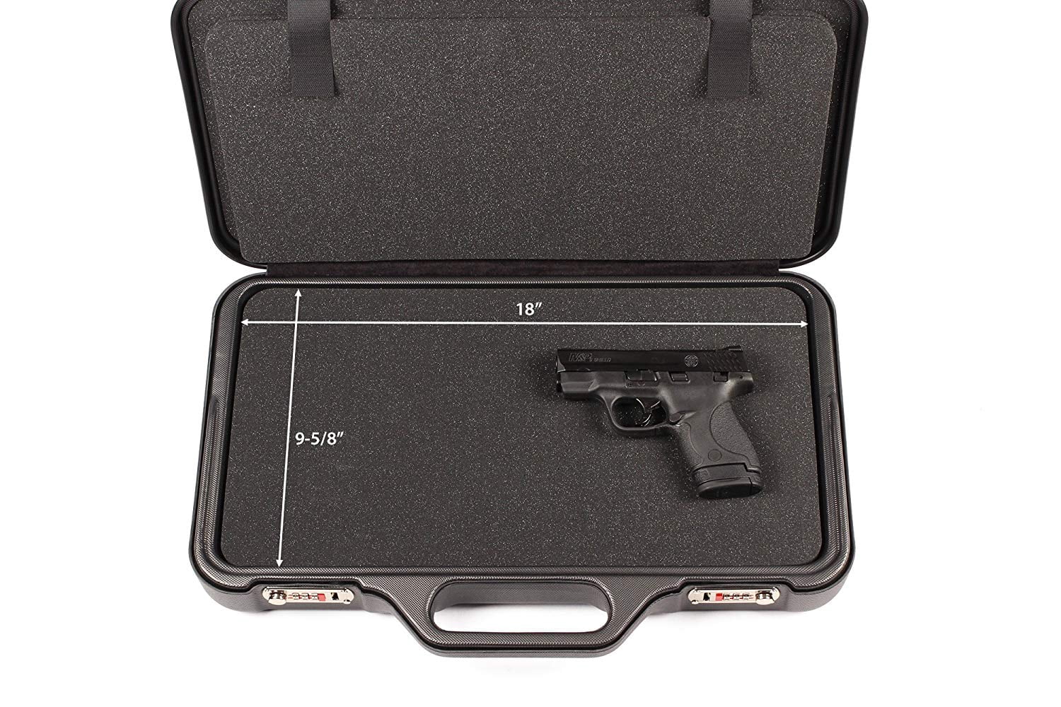 Negrini Compact Two-Sided Hard Gun Case, Black/Black, L19.9in x W14in x D4.7in