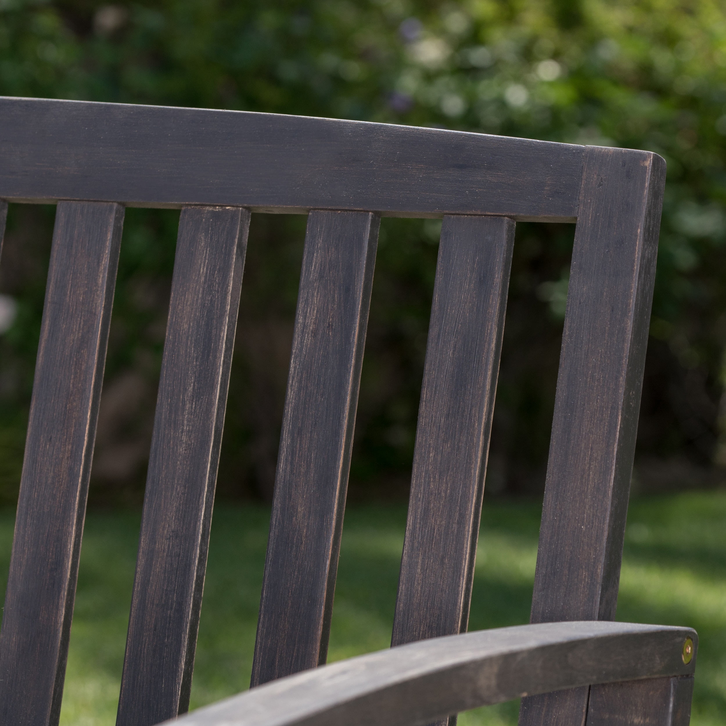 Noble House Lilo Outdoor Durable Acacia Wood Bench - Dark Grey