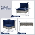 thumbnail image 3 of Costway 5 PCS Outdoor Furniture Set with Seat & Back Cushions Tempered Glass Coffee Table Navy, 3 of 10