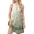 thumbnail image 4 of WTOBBY Women's Fashion Casual Printed V-Neck Button Vest Sleeveless Dress with Pocket, Floral Print Design for Summer Outfits, Perfect for Beach and Holiday Vacations,Light Green L, 4 of 5