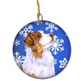 thumbnail image 1 of Australian Shepherd Winter Snowflake Holiday Ceramic Ornament, 1 of 1