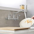 thumbnail image 3 of Kitchen Faucet Wall Mount with 10 Inch Swivel Spout 10" Center Commercial Sink 2-Handle NSF No Lead Faucet Mixer Tap Polish Chrome, 3 of 18