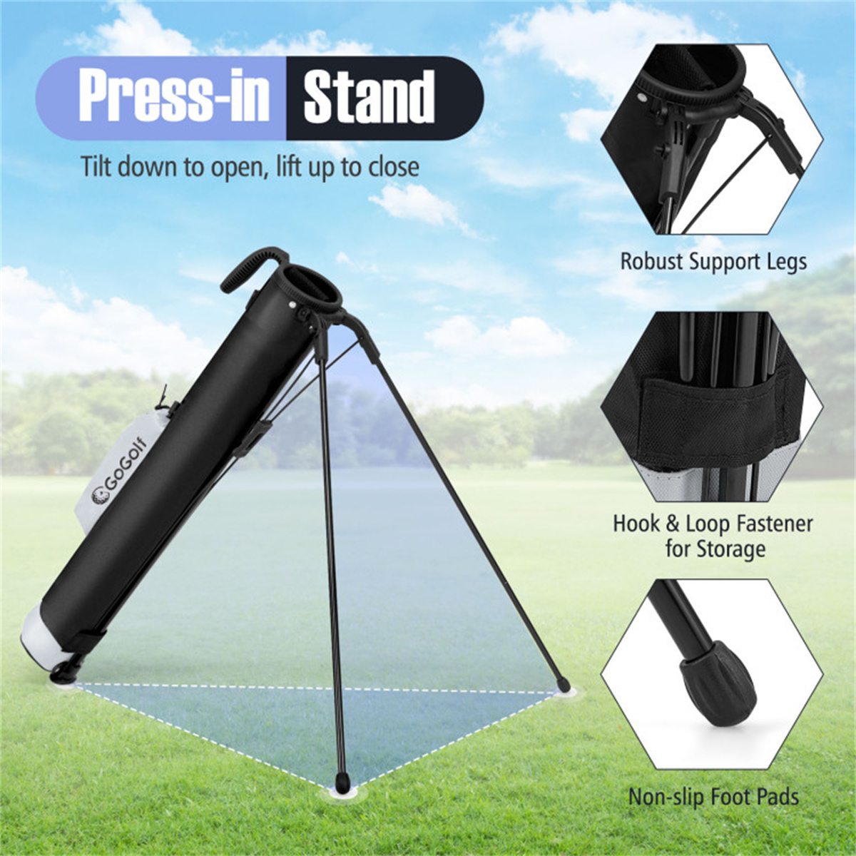 1. Portable Golf Carry Bag Grey Black Dual Carrying Shoulder Strap Top Handle