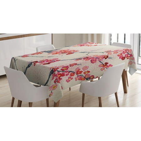 Fl Decor Tablecloth Asian Theme Cherry Blossoms Sakura Eastern Fl Decor Tablecloth Asian Theme Cherry Blossoms Sakura Eastern Old Style Painting Like Print